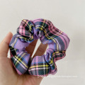 Striped Lattice Elastic Hair Chiffon Scrunchies Ties Ropes Hair Accessories for Women and Girl